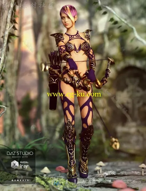 美丽性感的猎人女王装甲服装3D模型合辑的图片1