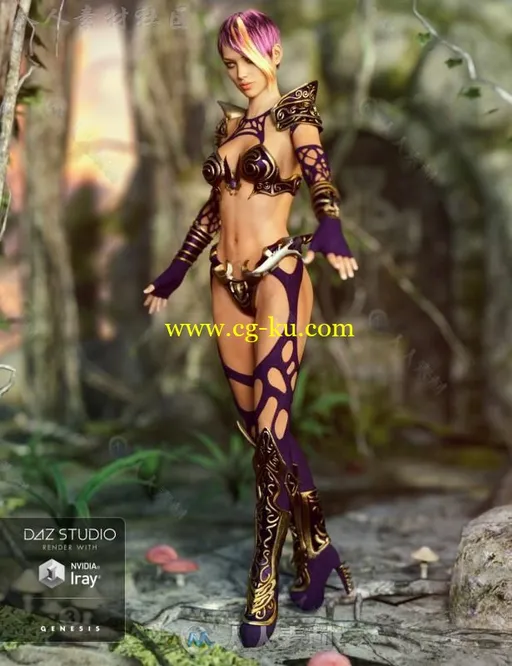 美丽性感的猎人女王装甲服装3D模型合辑的图片2