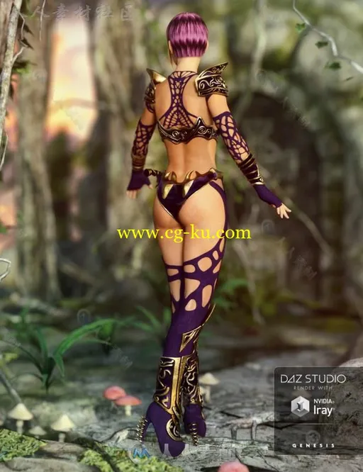 美丽性感的猎人女王装甲服装3D模型合辑的图片3