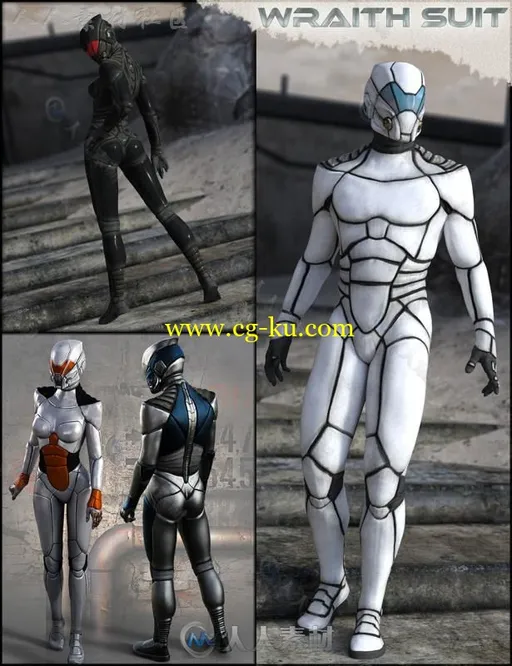 炫酷时尚未来科幻装甲幽灵服3D模型合辑的图片1