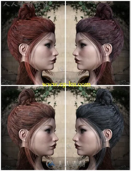 美丽光滑鲜艳的女性头发3D模型合辑的图片2
