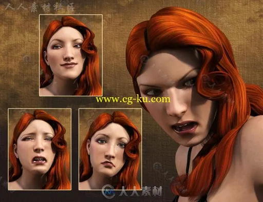 超精细现代女性生活中的表情3D模型合辑的图片1