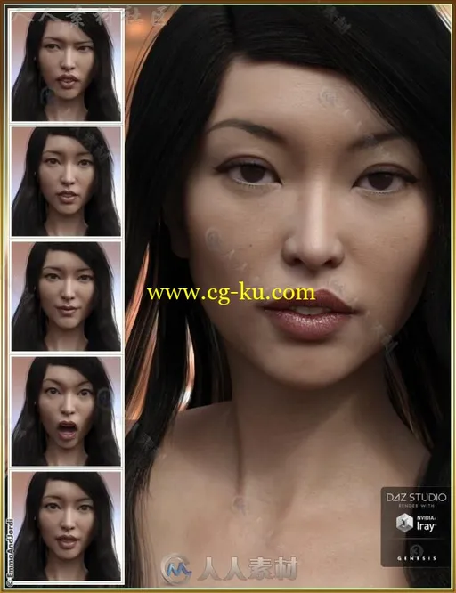 美丽女性完整的脸部表情3D模型合辑的图片3