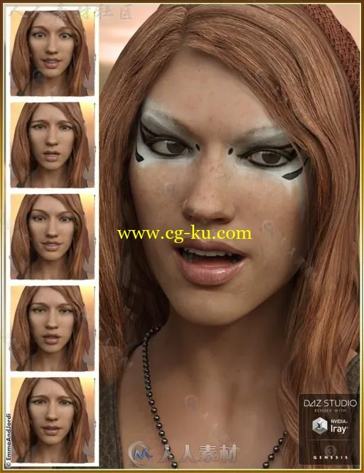 女性多样化脸部表情3D模型合辑的图片2
