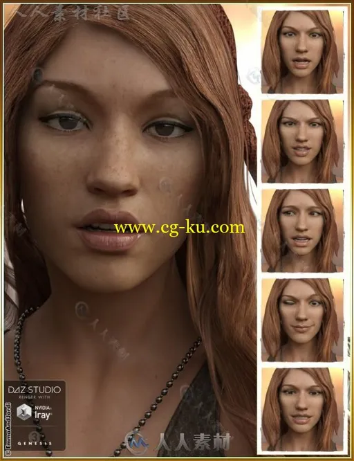 女性多样化脸部表情3D模型合辑的图片3