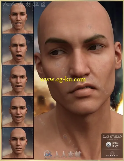 男性角色完整的脸部表情3D模型合辑的图片2
