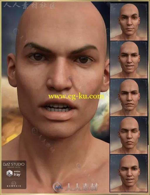 男性角色完整的脸部表情3D模型合辑的图片3