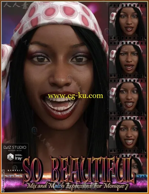 美丽的异国女性完整的脸部表情3D模型合辑的图片1
