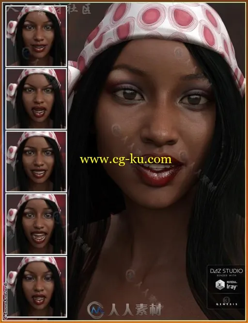 美丽的异国女性完整的脸部表情3D模型合辑的图片3