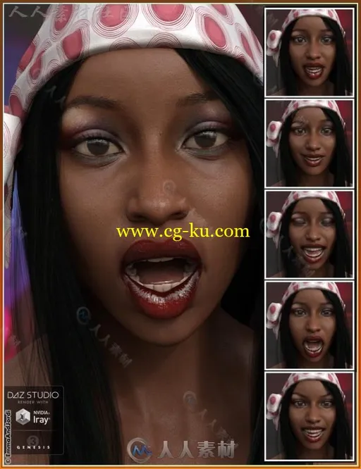 美丽的异国女性完整的脸部表情3D模型合辑的图片4