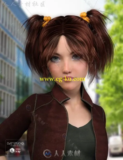 女孩美丽可爱的辫子发型3D模型合辑的图片1