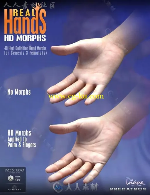 超精细女性手指和姿势3D模型合辑的图片3