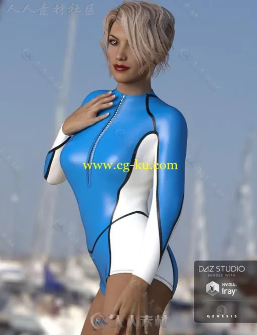 性感时髦的女性运动潜水服服装3D模型合辑的图片3