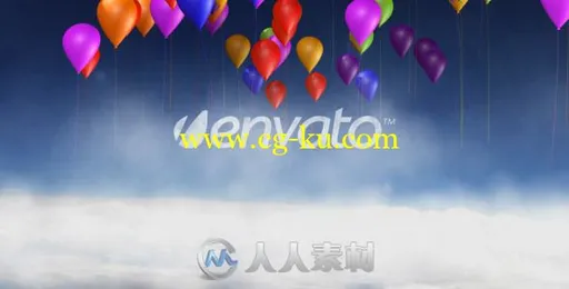 美丽的云端彩色气球飞舞标志显示LOGO演绎AE模板Videohive Cloud And Balloon Lo的图片1