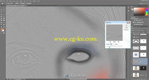 PS人物照片面部快速修饰技巧视频教程 SKILLSHARE ADDING MAKEUP IN PHOTOSHOP的图片3