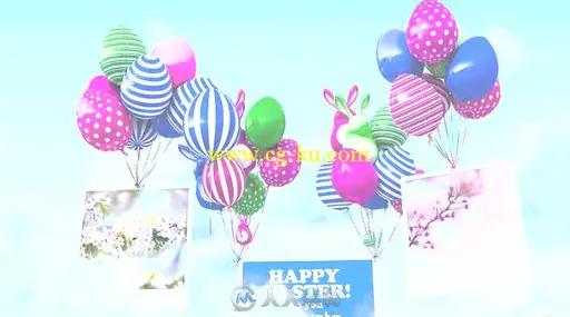 创意简单的复活节气球优雅升空视频开场AE模板 Videohive Easter Balloons 7446983的图片2