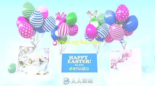 创意简单的复活节气球优雅升空视频开场AE模板 Videohive Easter Balloons 7446983的图片3