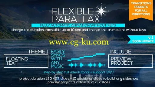 美丽灵活缩放照片转换视差幻灯片相册动画AE模板Videohive Flexible Parallax Slid的图片1