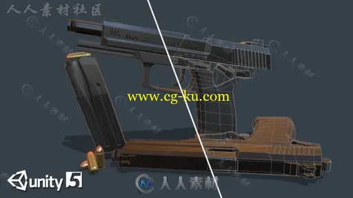 现代手枪武器道具3D模型Unity游戏素材资源的图片2