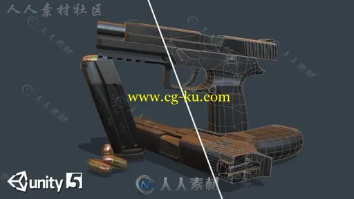 现代手枪武器道具3D模型Unity游戏素材资源的图片3