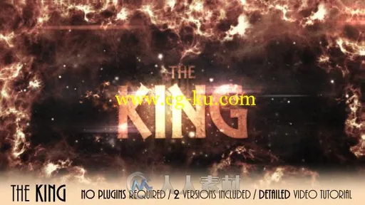 震撼火焰粒子文字影视字幕标题开场预告片AE模板 Videohive The King 19489473的图片1