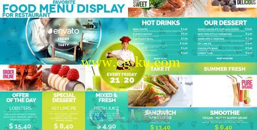 现代餐厅食物菜单展示宣传视频包装AE模板Videohive Favorite Restaurant Display的图片3