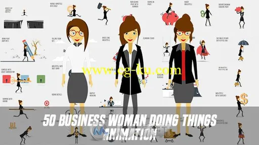 现代商务女士动态卡通运动动画展示幻灯片AE模板Videohive Business Woman Doing T的图片2