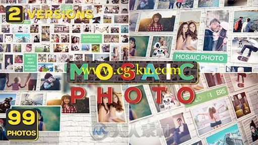 创意照片滑落优雅排列展示幻灯片相册动画AE模板 Videohive Mosaic Photo 19728148的图片1