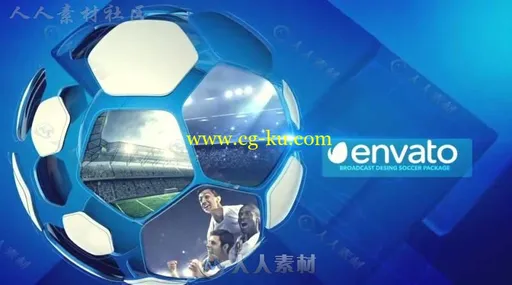 现代时尚3D镜面足球展示照片电视广播视频包装AE模板Videohive Broadcast Soccer P的图片3