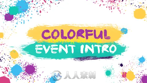 时尚彩色油漆滴落动感照片展示幻灯片相册动画AE模板Videohive Colorful Event Int的图片3