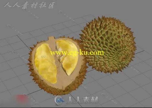 逼真鲜美榴莲的3D模型的图片1