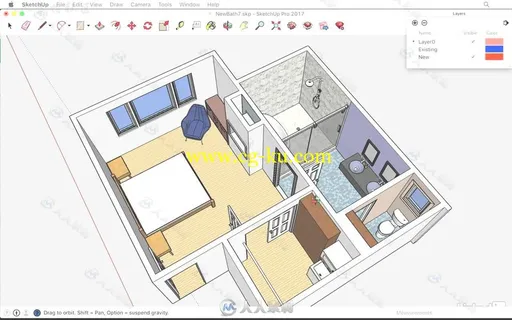 SketchUp浴室改造设计训练视频教程 SketchUp Bathroom Remodel的图片1