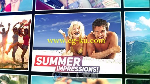 网格照片墙展示夏季照片幻灯片相册动画AE模板Videohive Summer Impressions! 1998的图片1