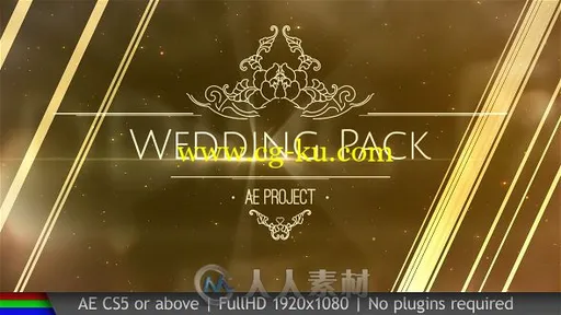 美丽优雅迷人难忘的金色粒子婚礼视频包装AE模板 Videohive Wedding Pack 20038431的图片1