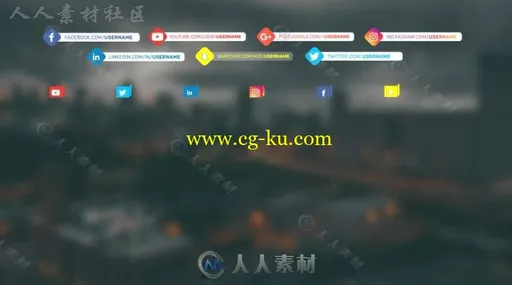 简约媒体图标字幕标题动画展示幻灯片AE模板 Videohive Social Lower Thirds 19892660的图片2