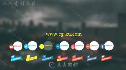 简约媒体图标字幕标题动画展示幻灯片AE模板 Videohive Social Lower Thirds 19892660的图片3