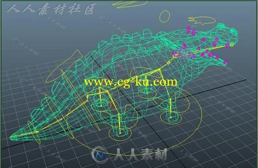 精细卡通鳄鱼3D模型的图片1