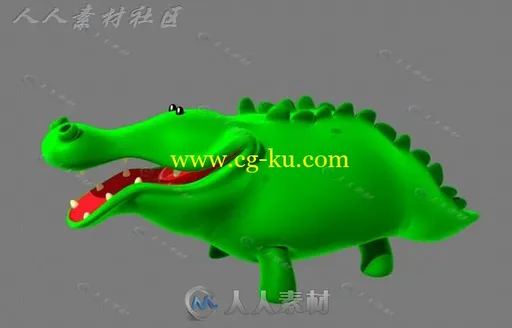 精细卡通鳄鱼3D模型的图片2