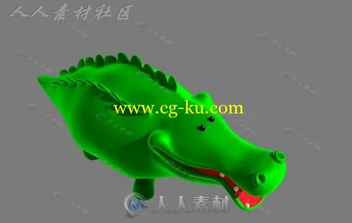 精细卡通鳄鱼3D模型的图片3