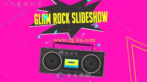 现代派对时尚华丽动感磁带视频开场AE模板Videohive Glam Rock Cassette Slideshow的图片2