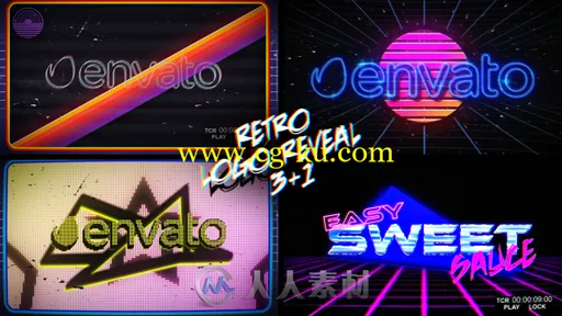 80年代复古动感线条展示标志LOGO演绎AE模板Videohive Retro Logo Reveal Pack Vol的图片1