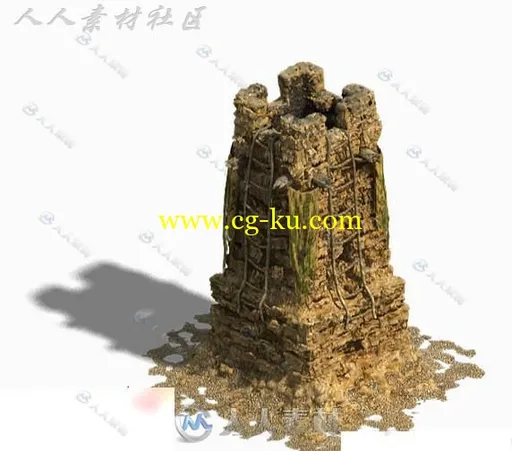 古代游戏场景烽火台3D模型的图片1