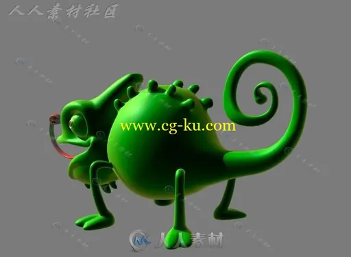 可爱Q版变色龙3D模型的图片1