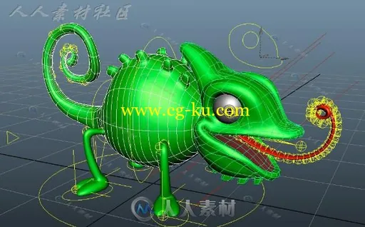 可爱Q版变色龙3D模型的图片3