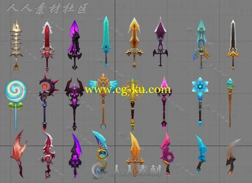 魔幻Q版手游武器3D模型的图片1