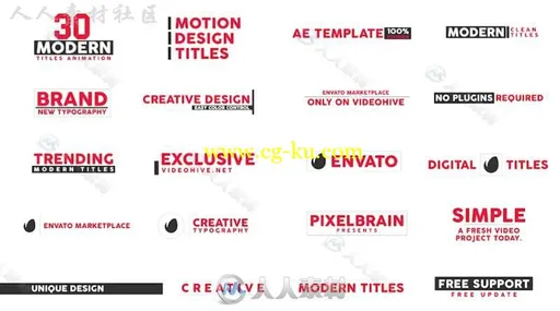 现代简约干净独特的文字标题排版动画展示幻灯片AE模板Videohive Modern Titles II的图片2