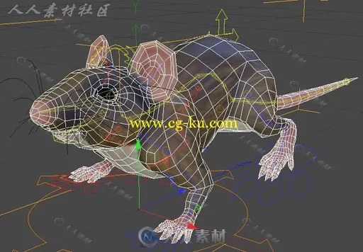 C4D超实用小老鼠模型 带动画、带骨骼、带材质的图片1