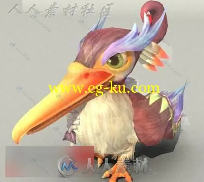 Q版搞怪大嘴鳥3D模型的图片1