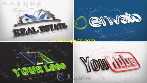 创意素描手绘线条三维立体标志展示LOGO演绎AE模板Videohive Architect Sketch Log的图片3