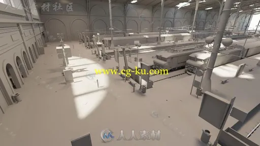 完整的被废弃的火车站场景环境3D模型合辑的图片7